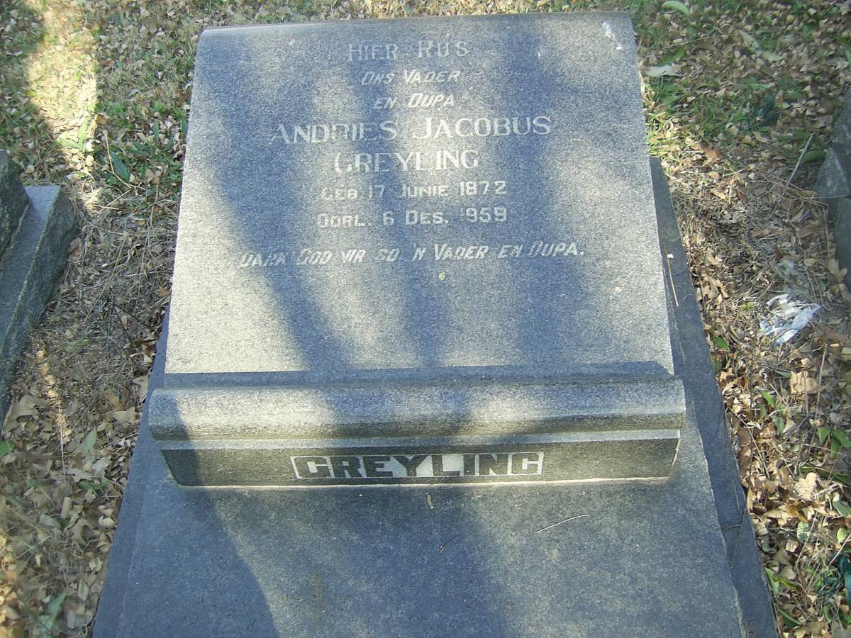 GREYLING Andries Jacobus 1872-1959