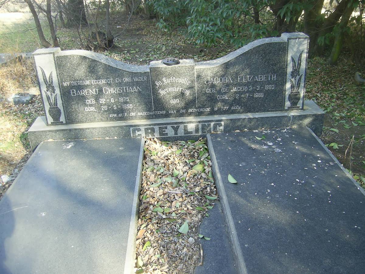 GREYLING Barend Christiaan 1875-1956 &amp; Jacoba Elizabeth DE JAGER 1883-1969
