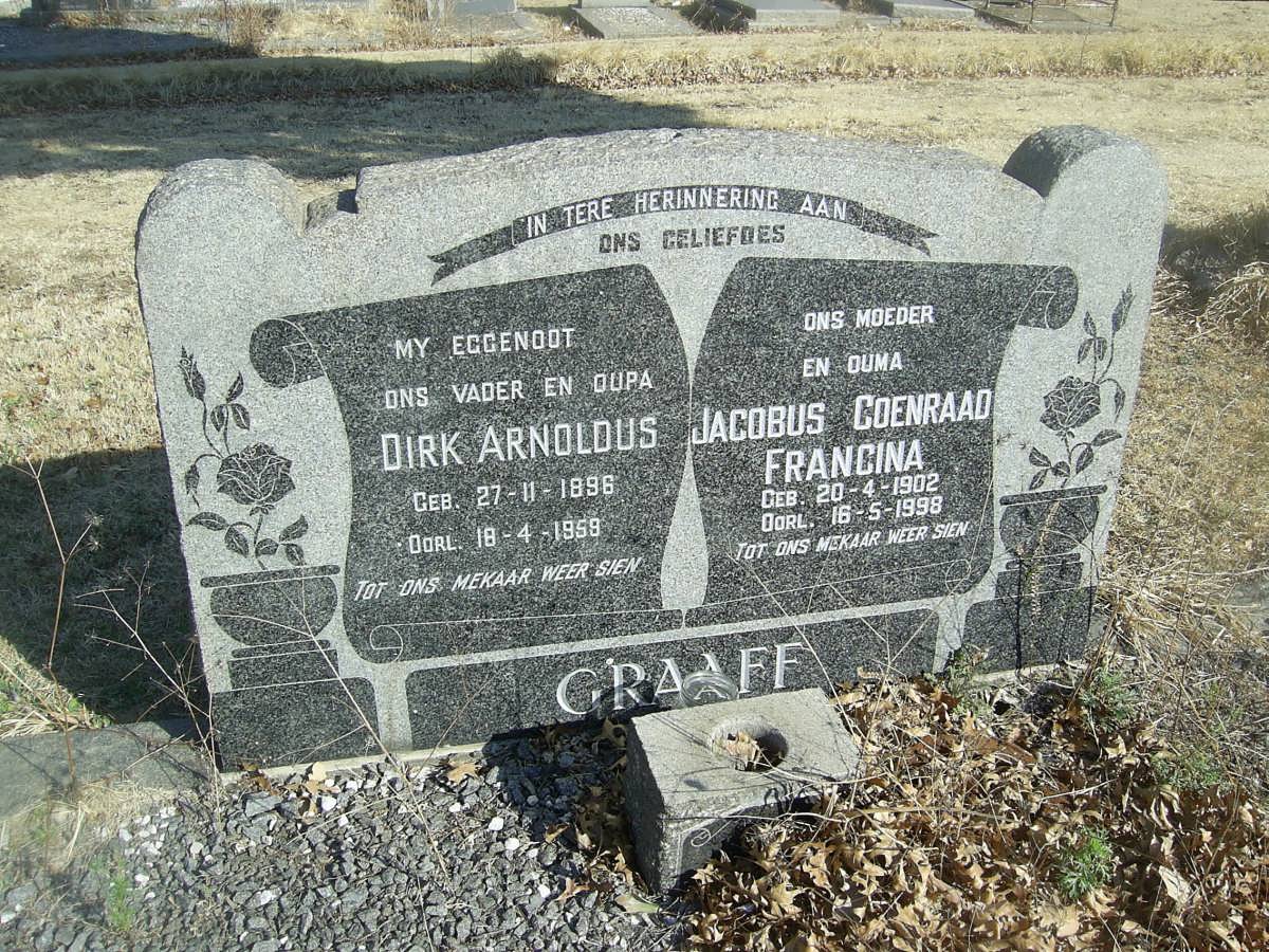 GRAAFF Dirk Arnoldus 1896-1959 &amp; Jacobus Coenraad Francina 1902-1998