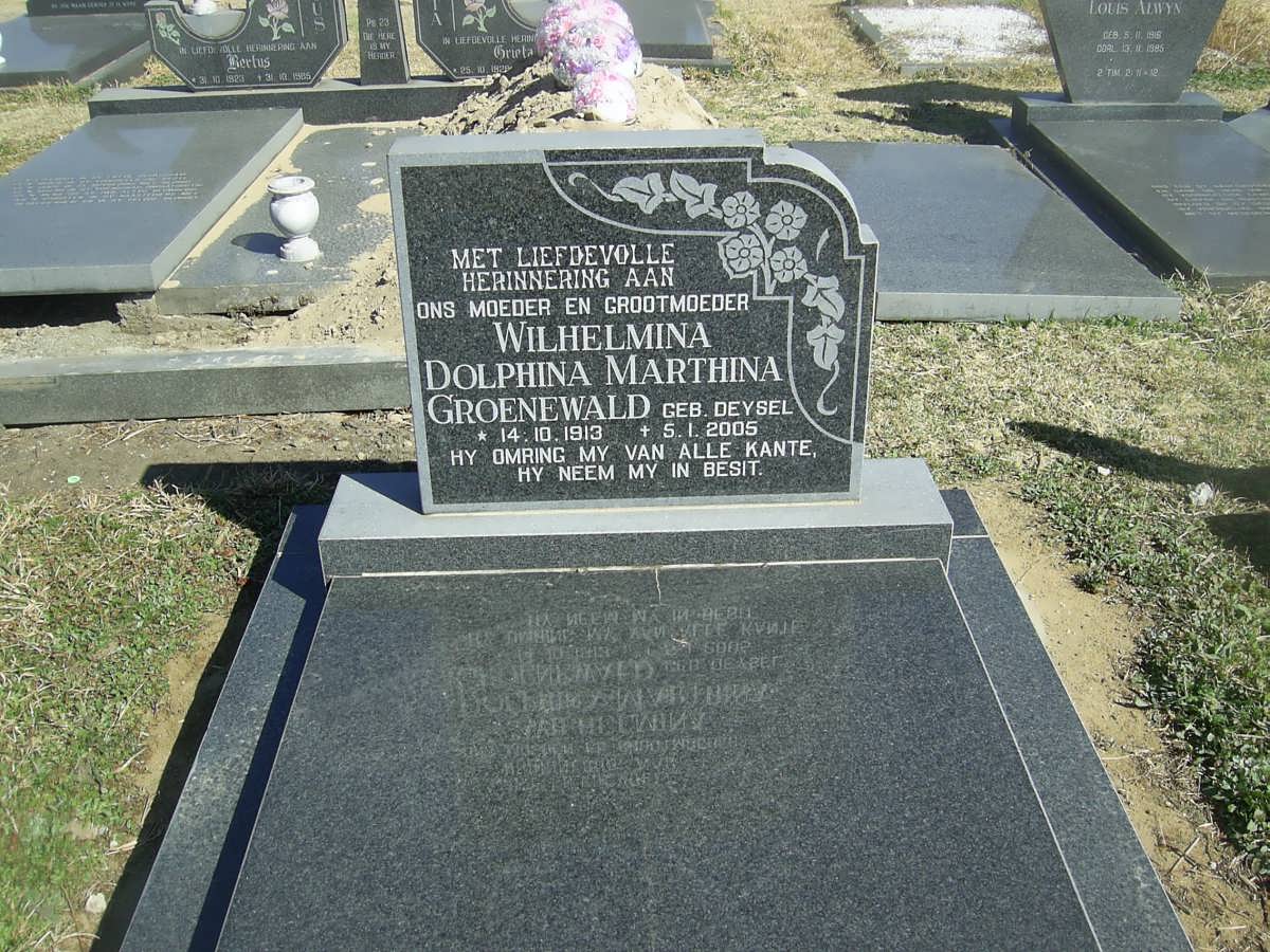 GROENEWALD Wilhelmina Dolphina Marthina nee DEYSEL 1913-2005