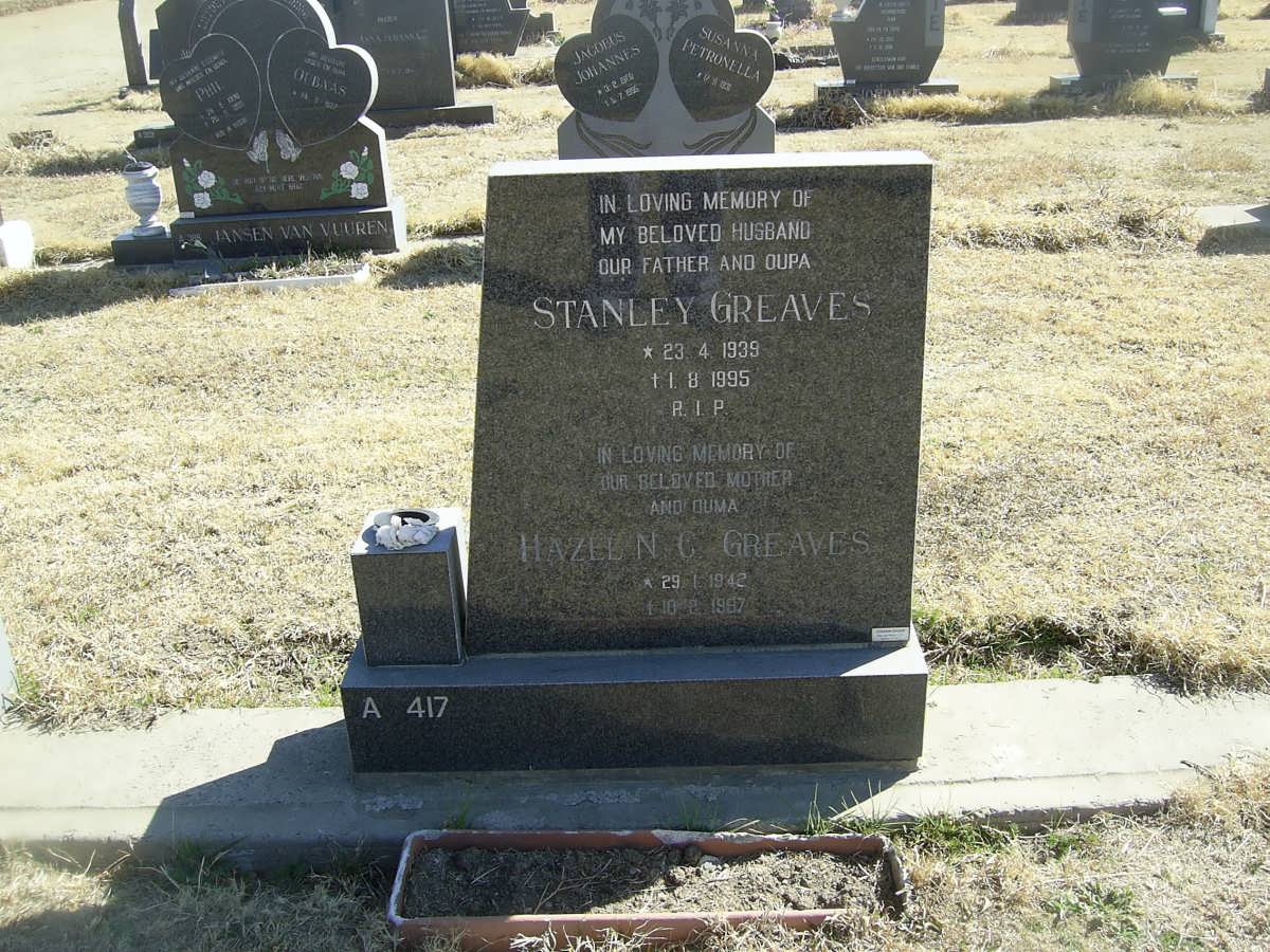 GREAVES Stanley 1939-1995 &amp; Hazel C. 1942-1987