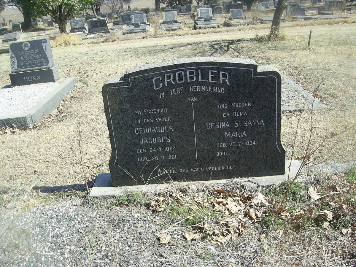 GROBLER Gerhardus Jacobus 1894-1961 &amp; Gesina Susanna Maria 1894-