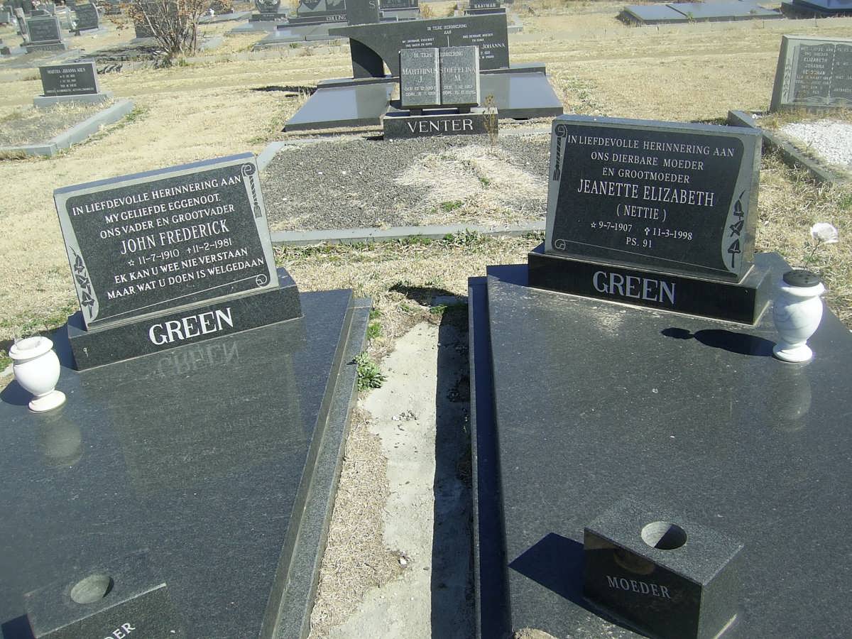 GREEN John Frederick 1910-1981 &amp; Jeanette Elizabeth 1907-1998