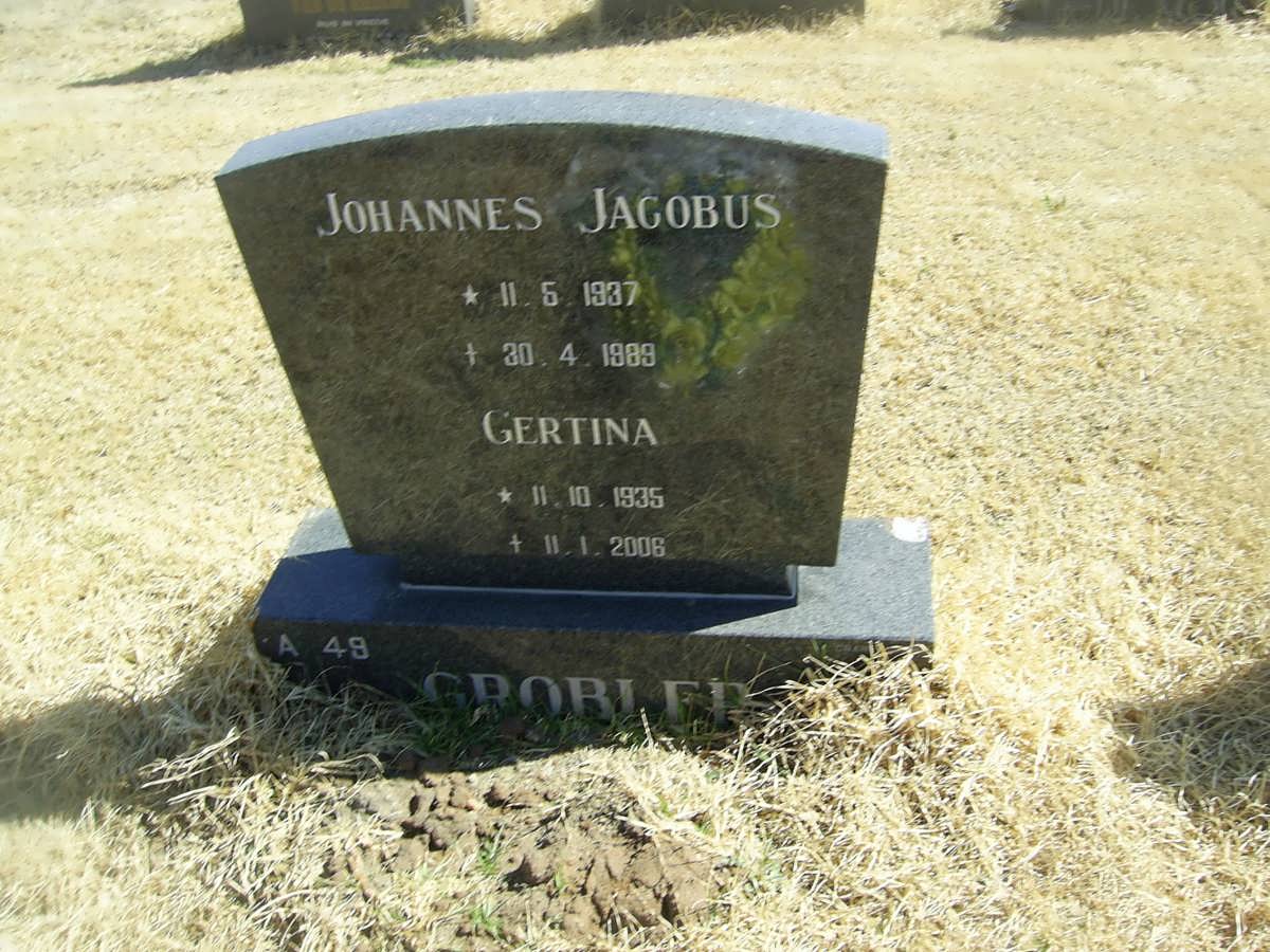 GROBLER Johannes Jacobus 1937-1989 &amp; Gertina 1935-2006