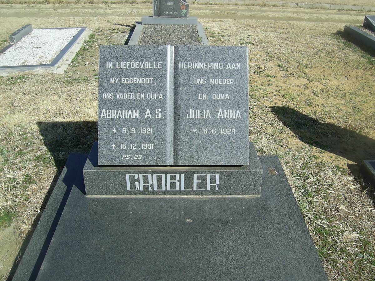 GROBLER Abraham A.S. 1921-1991 &amp; Julia Anna 1924-
