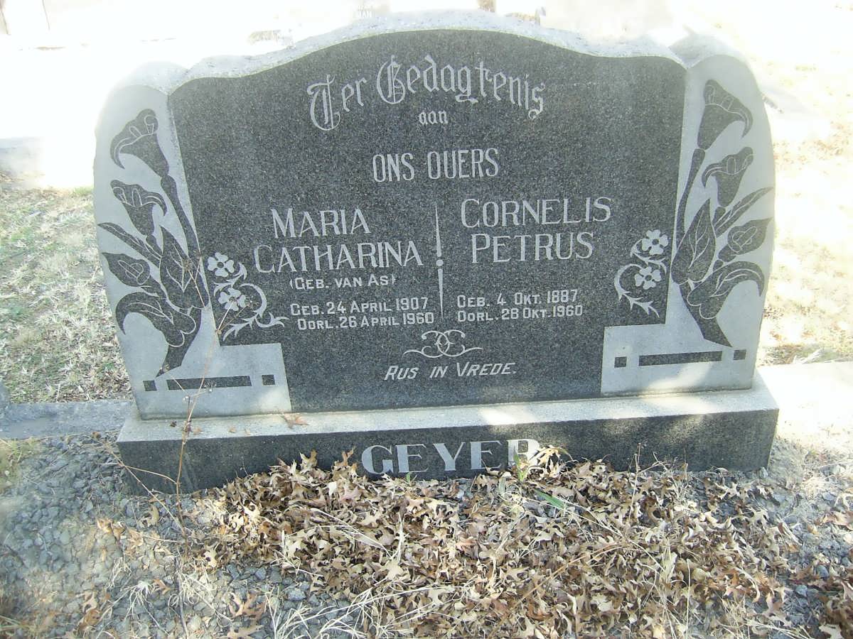 GEYER Cornelis Petrus 1887-1960 &amp; Maria Catharina VAN AS 1907-1960