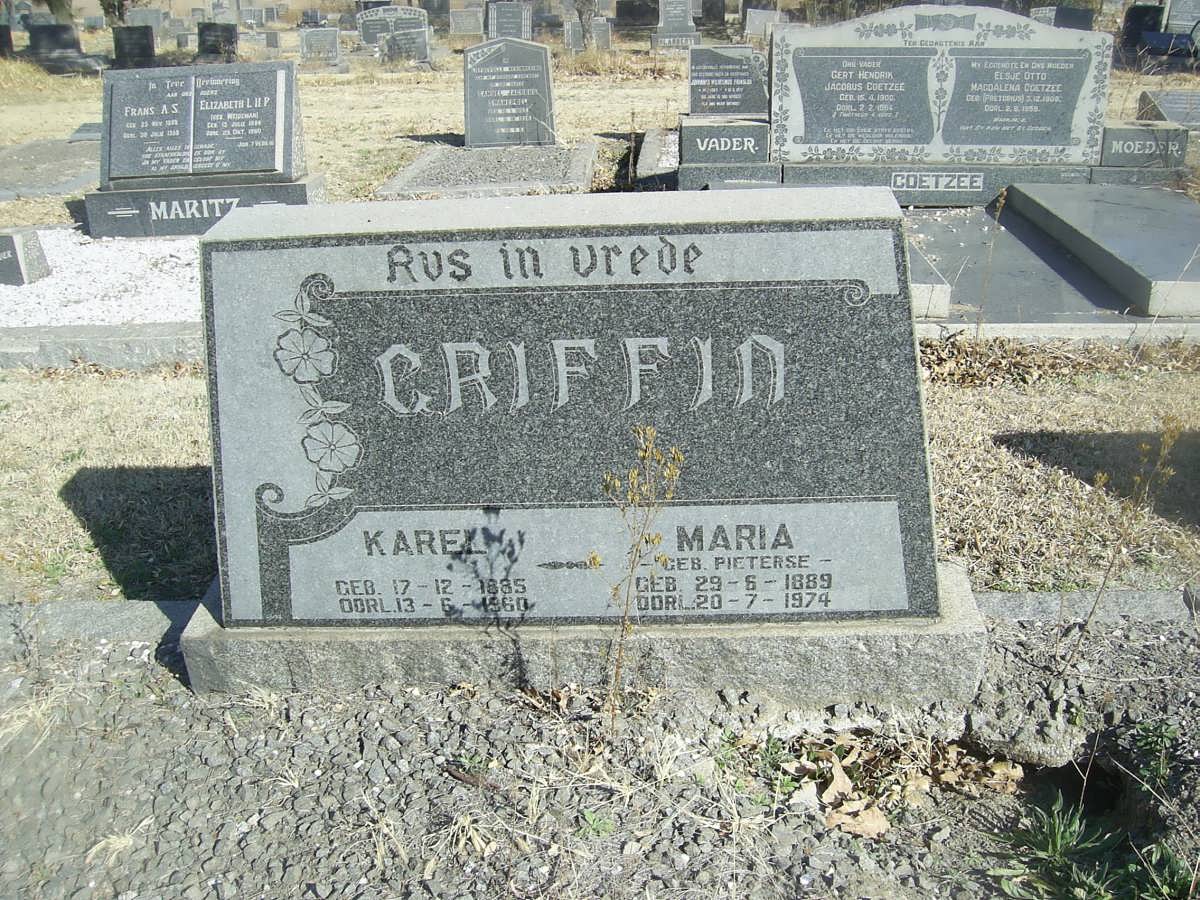 GRIFFIN Karel 1886-1960 &amp; Maria PIETERSE 1889-1974