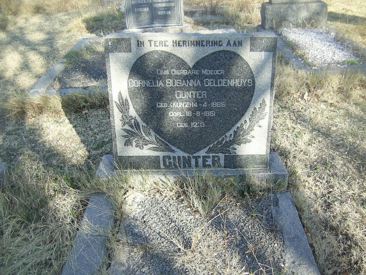 GUNTER Cornelia Susanna Geldenhuys nee KUNZ 1865-1951