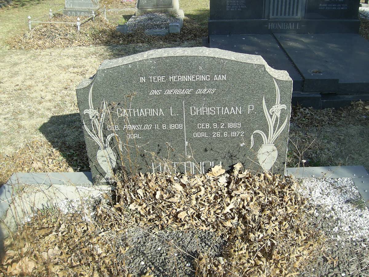 HATTINGH Christiaan P. 1889-1972 &amp; Catharina L. PRINSLOO 1908-