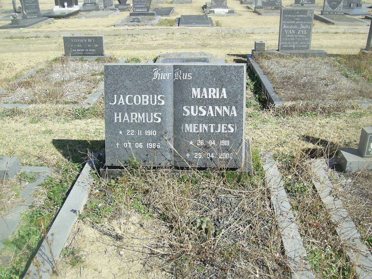 HARMUS Jacobus 1910-1989 &amp; Maria Susanna MEINTJES 1918-2002