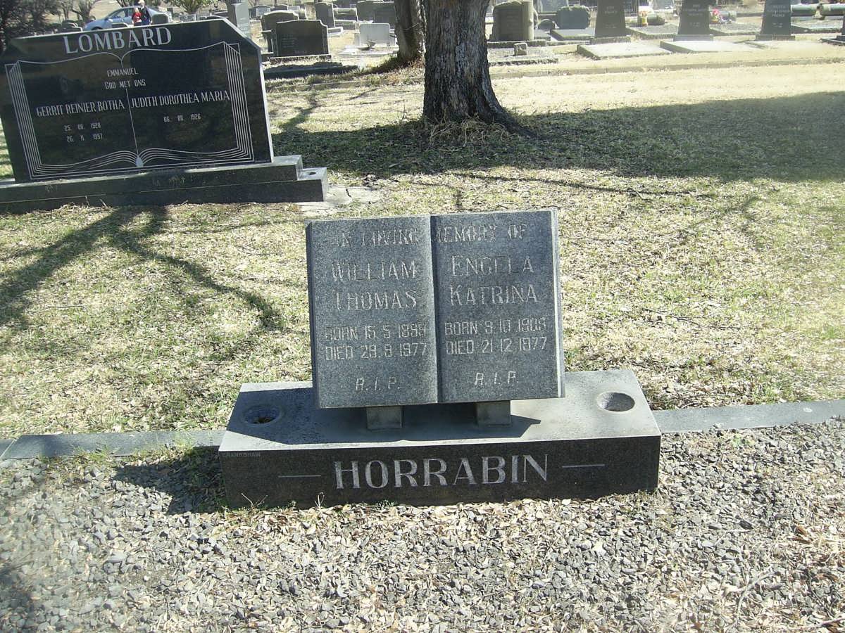 HORRABIN William Thomas 1899-1977 &amp; Engela Katrina 1909-1977