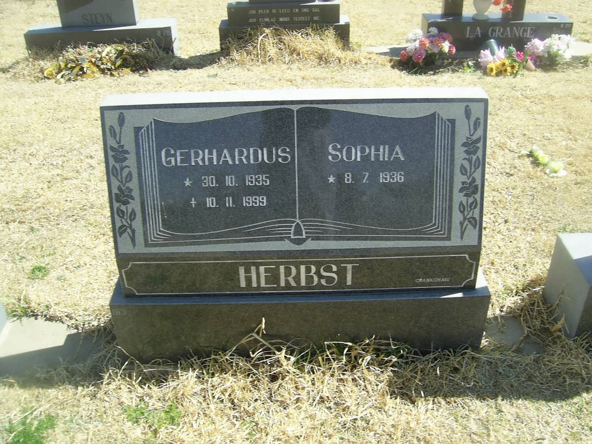 HERBST Gerhardus 1935-1999 &amp; Sophia 1936-