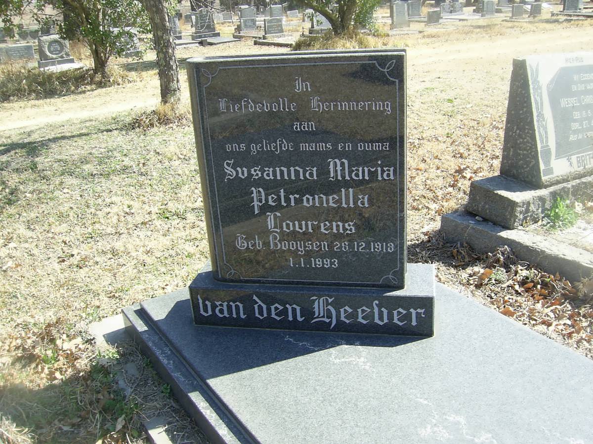 HEEVER Susanna Maria Petronella Lourens, van den nee BOOYSEN 1918-1993