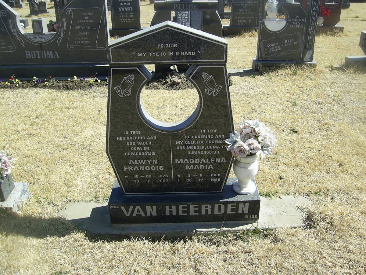 HEERDEN Alwyn Francois, van 1925-2002 &amp; Magdalena Maria 1929-1998