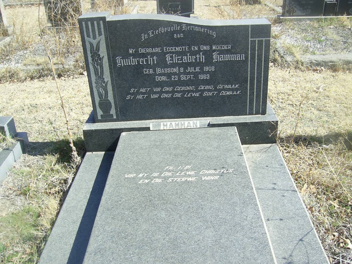 HAMMAN Huibrecht Elizabeth nee BASSON 1906-1963