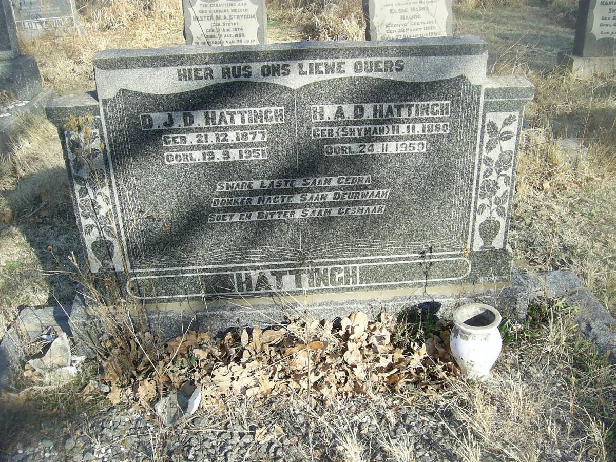 HATTINGH D.J.D. 1877-1951 &amp; H.A.D. SNYMAN 1880-1959