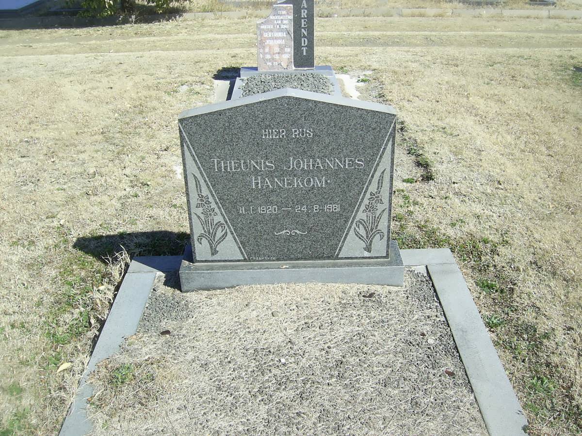 HANEKOM Theunis Johannes 1920-1981