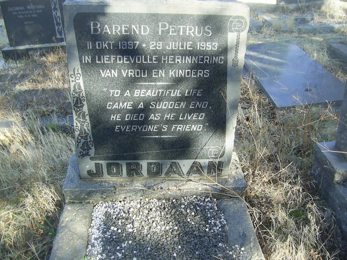 JORDAAN Barend Petrus 1897-1953