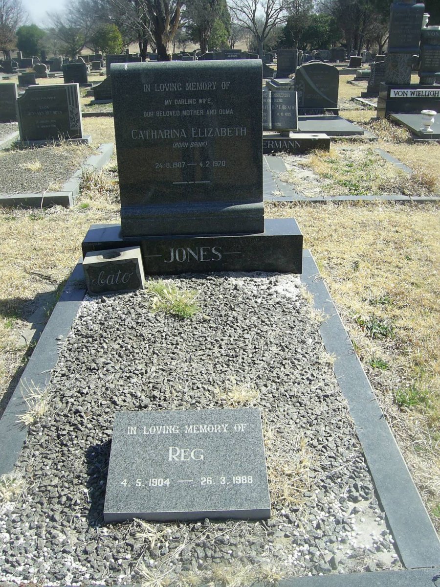 JONES Reg 1904-1988 &amp; Catharina Elizabeth BRINK 1907-1970