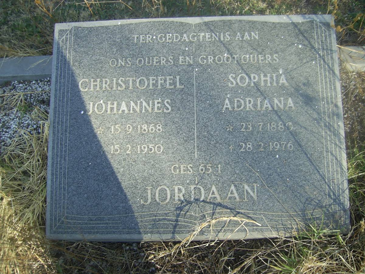 JORDAAN Christoffel Johannes 1868-1950 &amp; Sophia Adriana 1880-1976