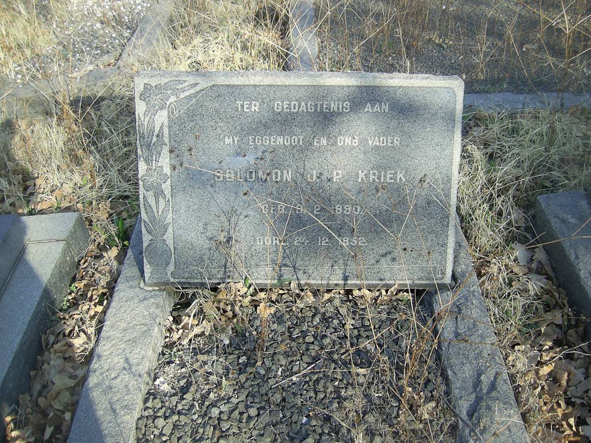 KRIEK Solomon J.P. 1890-1952