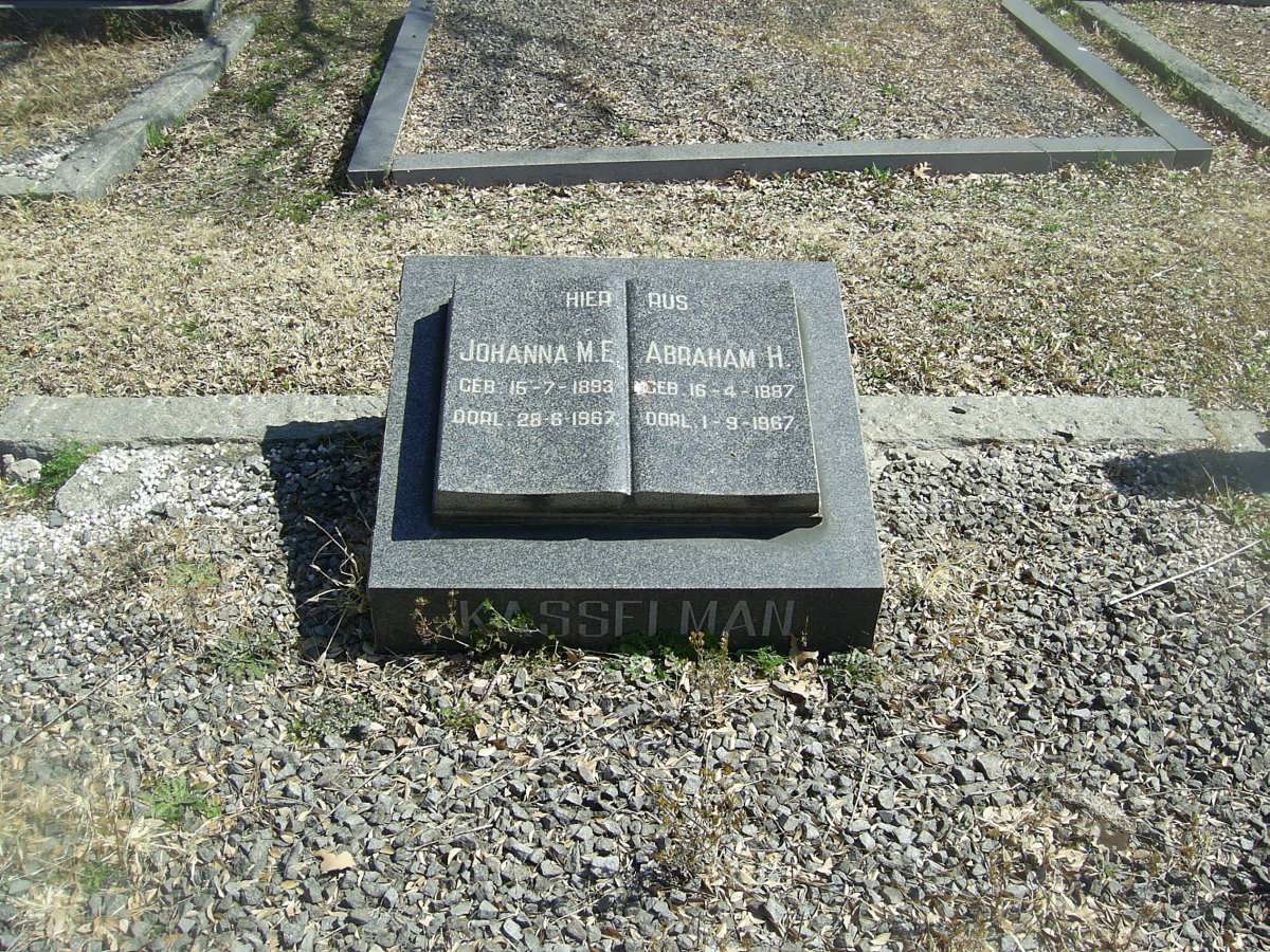 KASSELMAN Abraham H. 1887-1967 &amp; Johanna M.E. 1893-1967