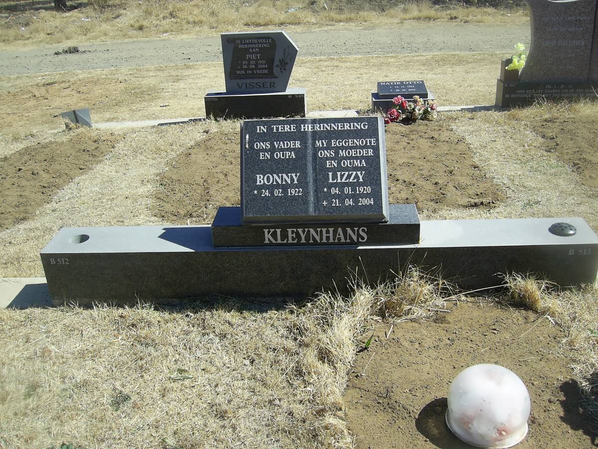 KLEYNHANS Bonny 1922- &amp; Lizzy 1920-2004