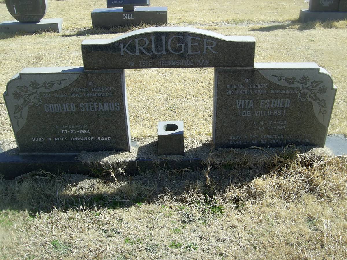 KRUGER Godlieb Stefanus 1904-1994 &amp; Vita Esther DE VILLIERS 1895-1992