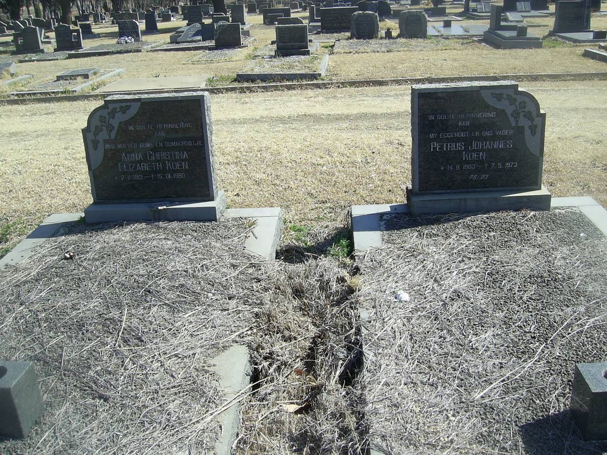 KOEN Petrus Johannes 1903-1973 &amp; Anna Christina Elizabeth