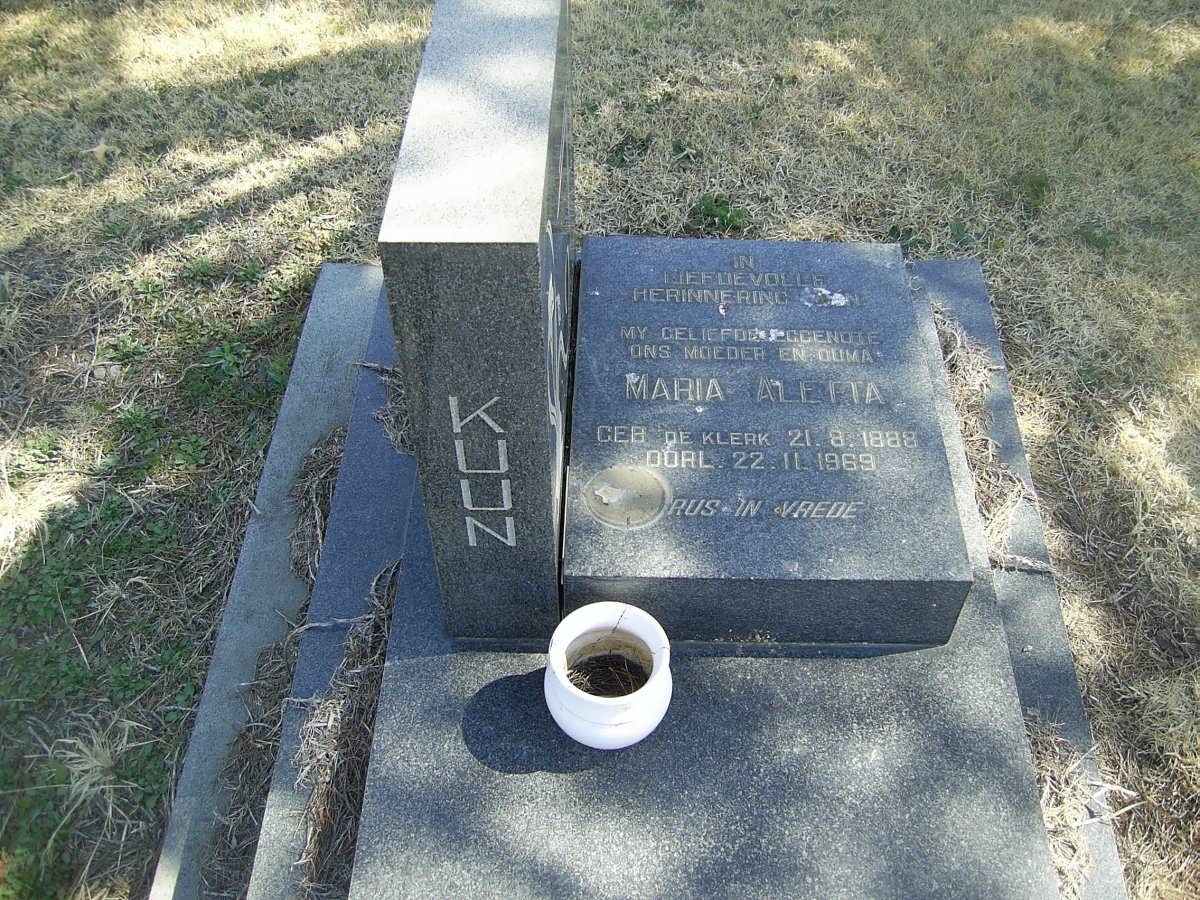 KUUN Maria Aletta nee DE KLERK 1888-1969