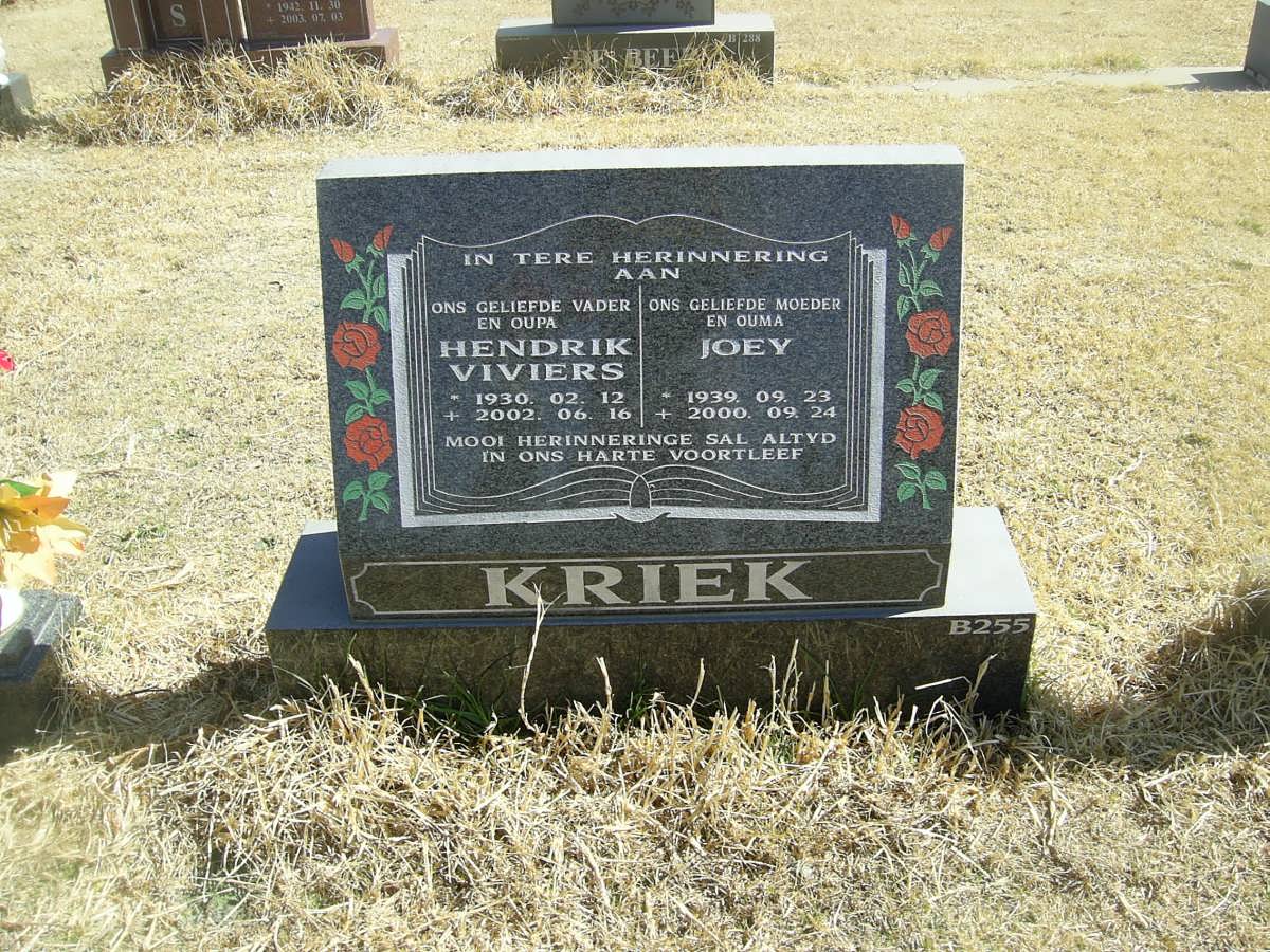 KRIEK Hendrik Viviers 1930-2002 &amp; Joey 1939-2000