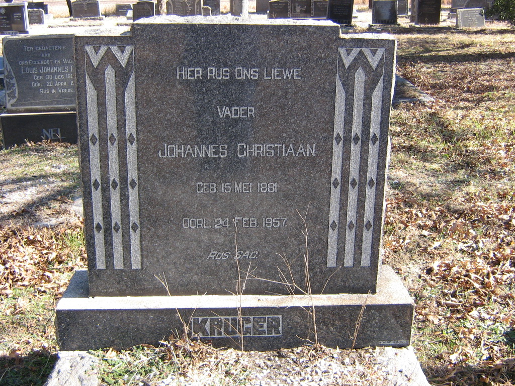 KRUGER Johannes Christiaan 1881-1957