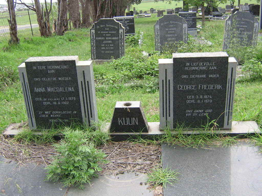 KUUN George Frederik 1874-1970 &amp; Anna Magdalena DE VILLIERS 1879-1962