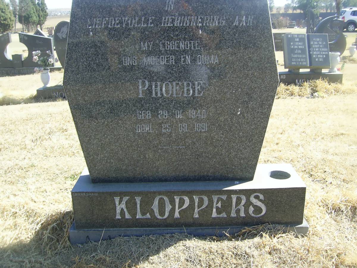 KLOPPERS Phoebe 1940-1991