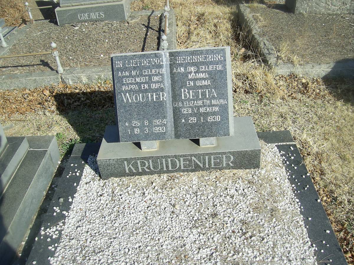 KRUIDENIER Wouter 1924-1993 &amp; Elizabeth Maria VAN NIEKERK 1930-
