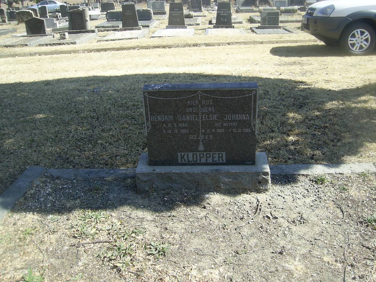 KLOPPER Hendrik Daniel 1880-1965 &amp; Elsie Johanna MEYER 1889-1956