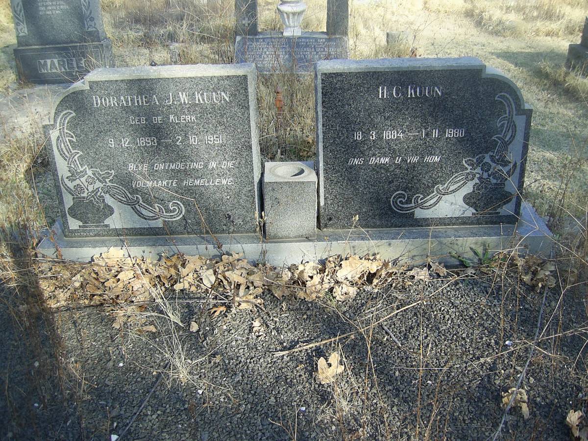 KUUN H.C. 1884-1980 &amp; Dorathea J.W. DE KLERK 1893-1951