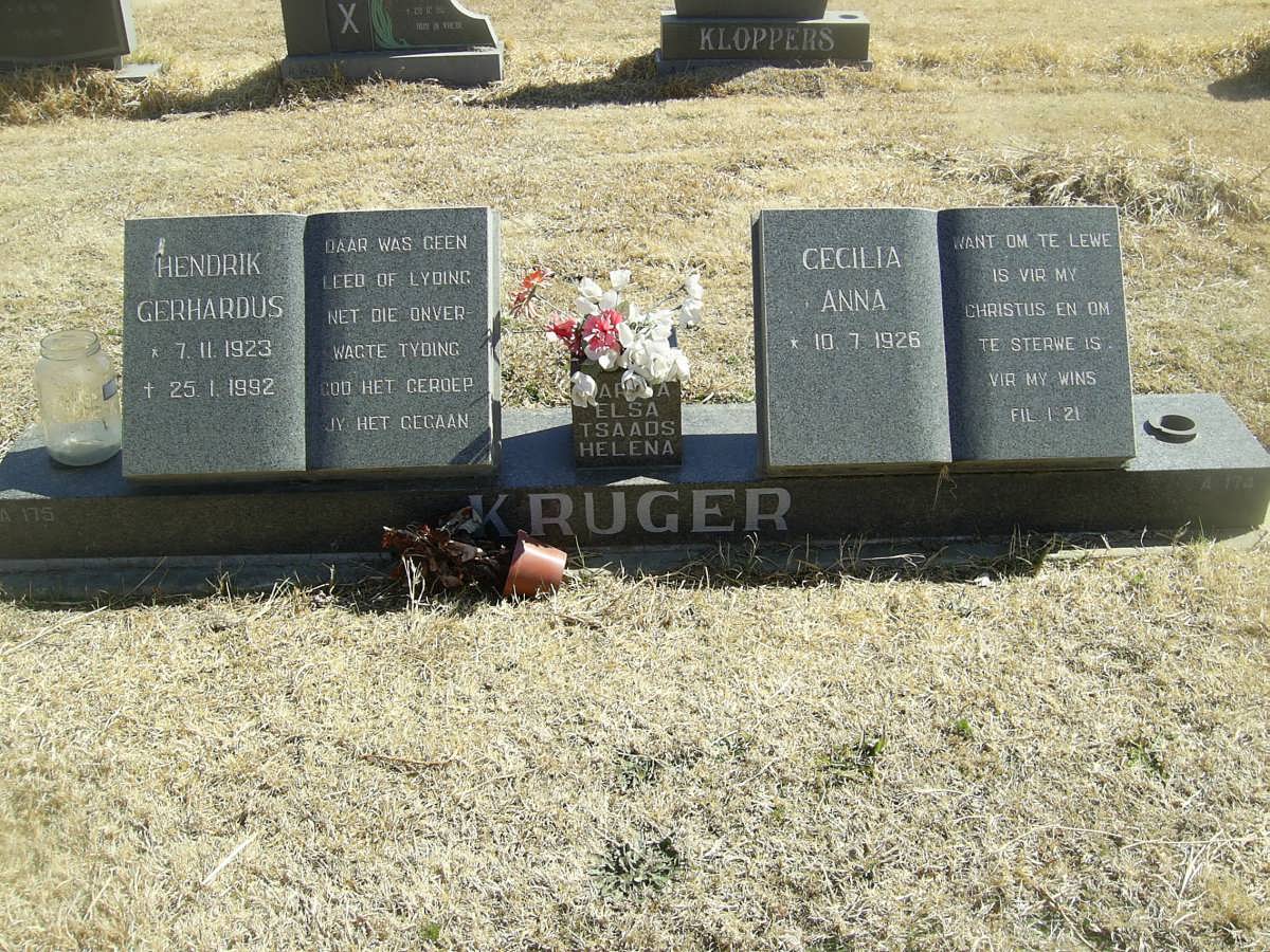 KRUGER Hendrik Gerhardus 1923-1992 &amp; Cecilia Anna 1926-