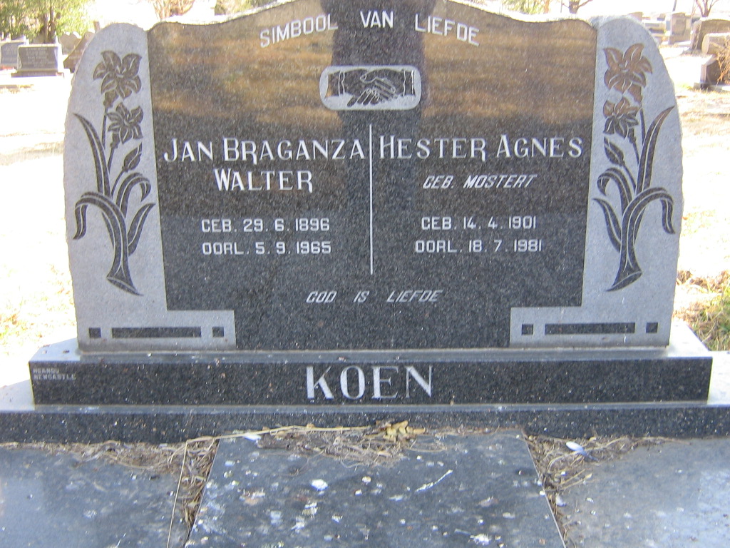 KOEN Jan Braganza Walter 1896-1965 &amp; Hester Agnes MOSTERT 1901-1981