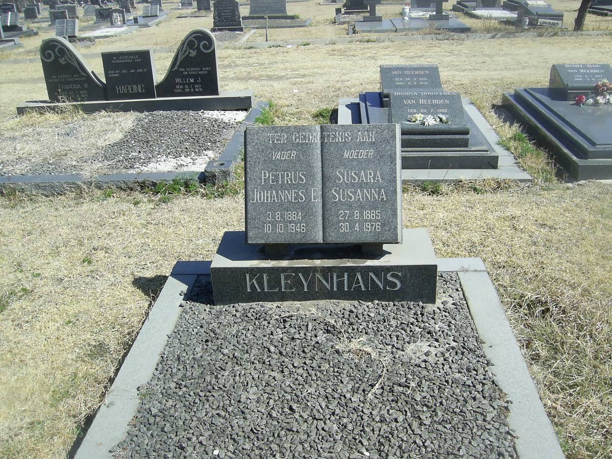 KLEYNHANS Petrus Johannes E. 1884-1946 &amp; Susara Susanna 1885-1976