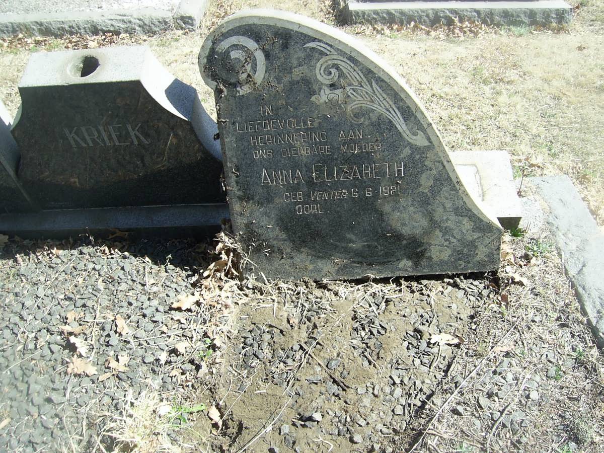 KRIEK Anna Elizabeth nee VENTER 1921-
