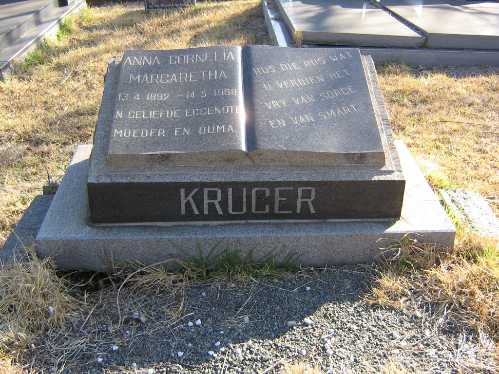 KRUGER Anna Cornelia Margaretha 1892-1968