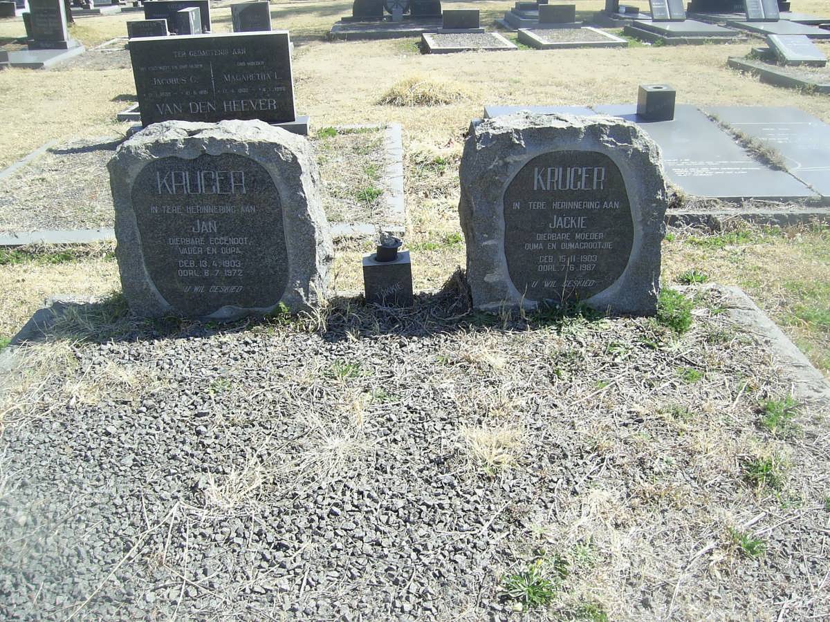 KRUGER Jan 1903-1972 &amp; Jackie 1903-1987