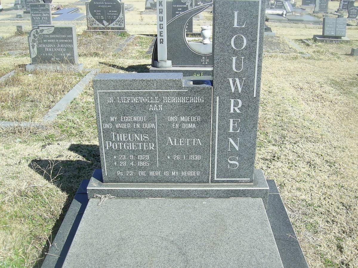 LOUWRENS Theunis Potgieter 1929-1985 &amp; Aletta 1930-