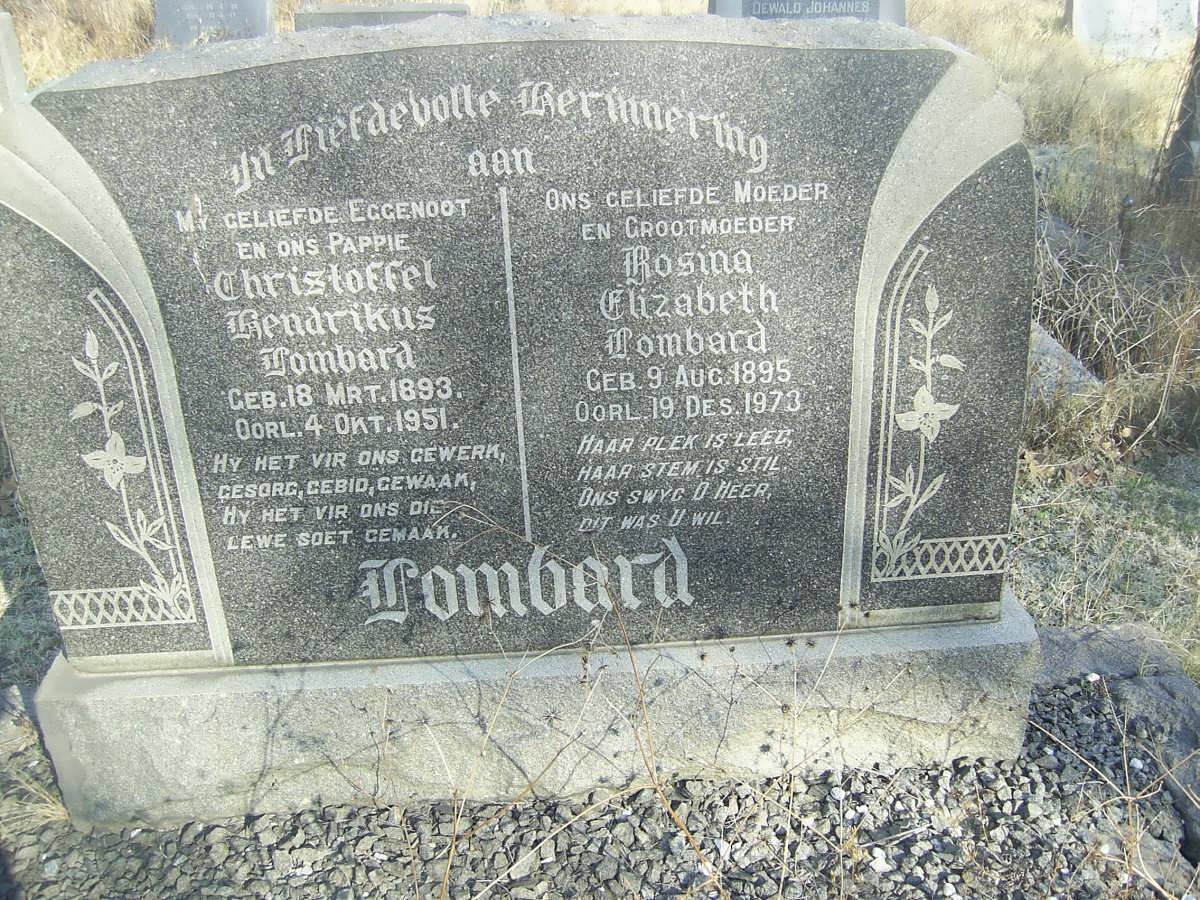 LOMBARD Christoffel Hendrikus 1893-1951 &amp; Rosina Elizabeth 1895-1973