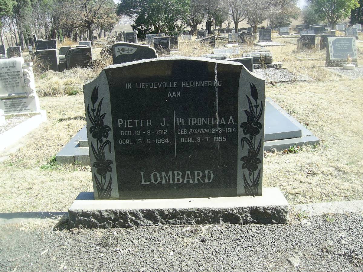 LOMBARD Pieter J. 1912-1964 &amp; Petronella A. STRYDOM 1914-1995