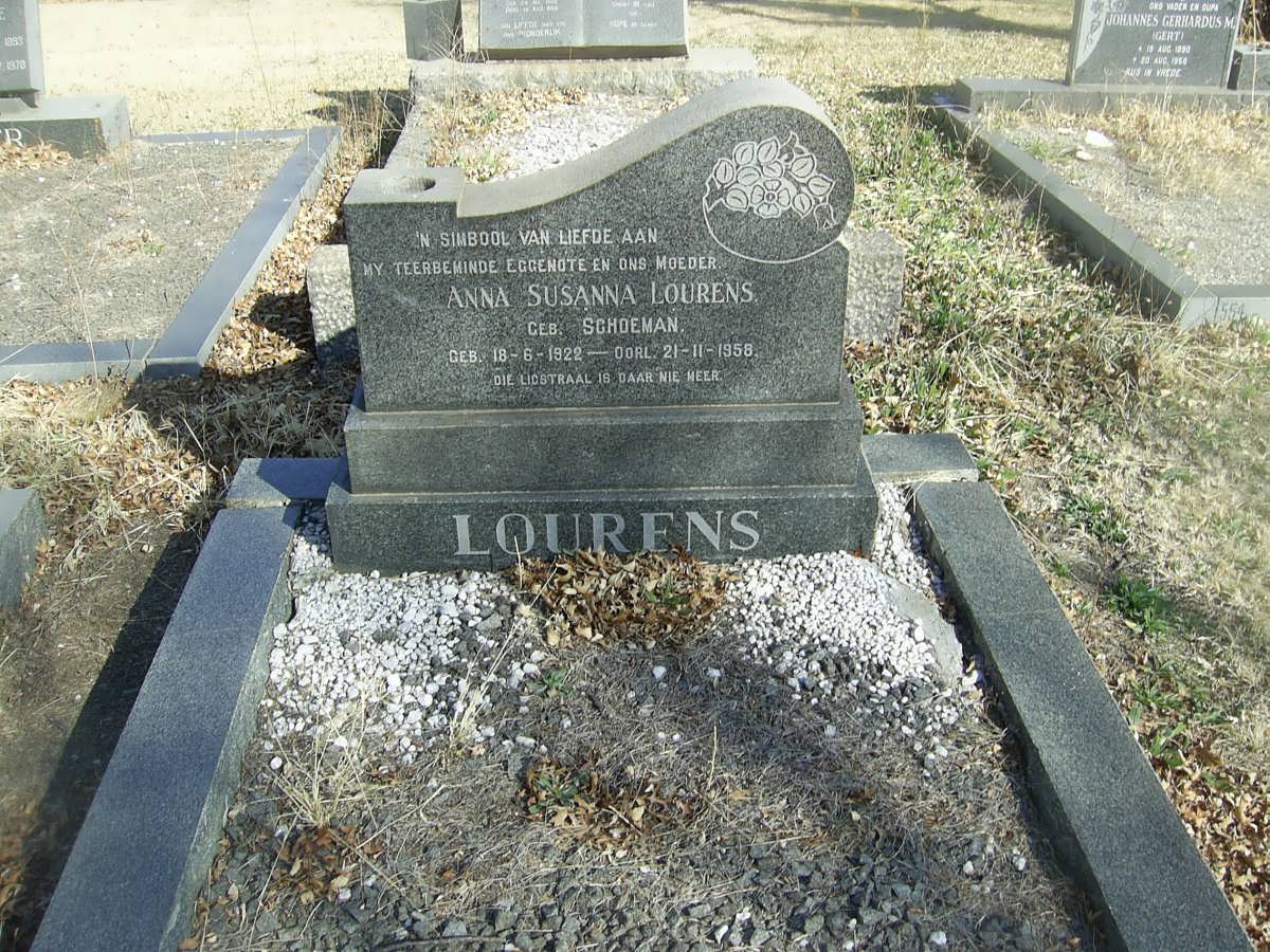 LOURENS Anna Susanna nee SCHOEMAN 1922-1958