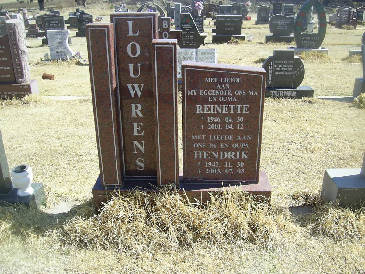 LOUWRENS Hendrik 1942-2003 &amp; Reinette 1946-2001