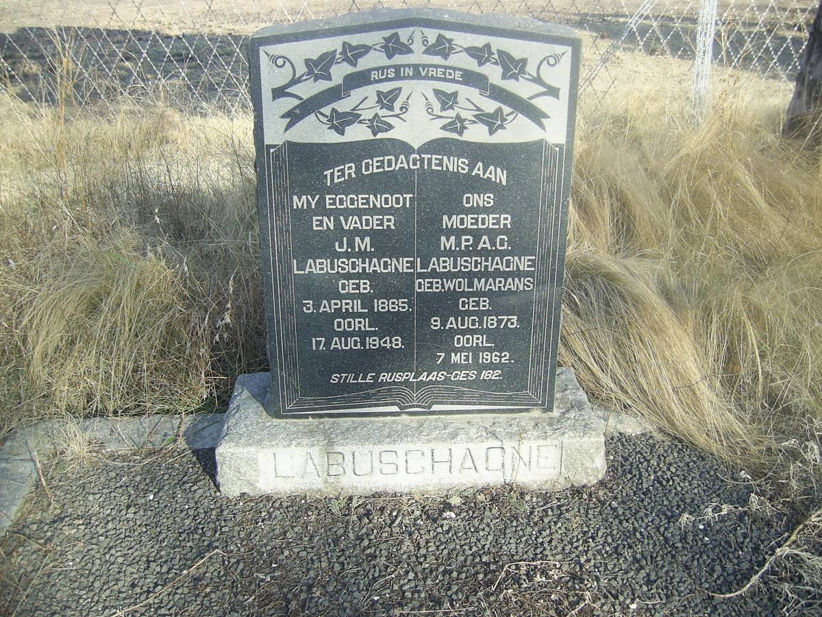 LABUSCHAGNE J.M. 1865-1962 &amp; M.P.A.G. WOLMARANS 1873-1962