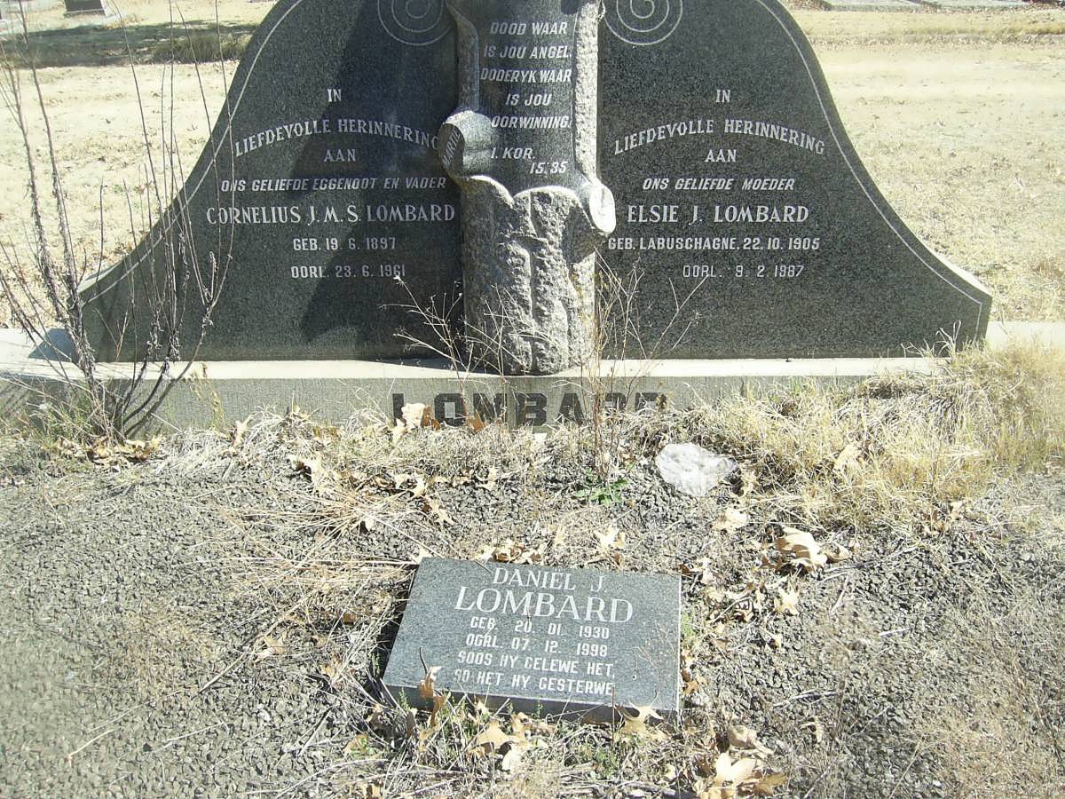 LOMBARD Cernelius J.M.S. 1897-1961 &amp; elsie J. LABUSCHAGNE 1905-1987 :: LOMBARD Daniel J. 1930-1998